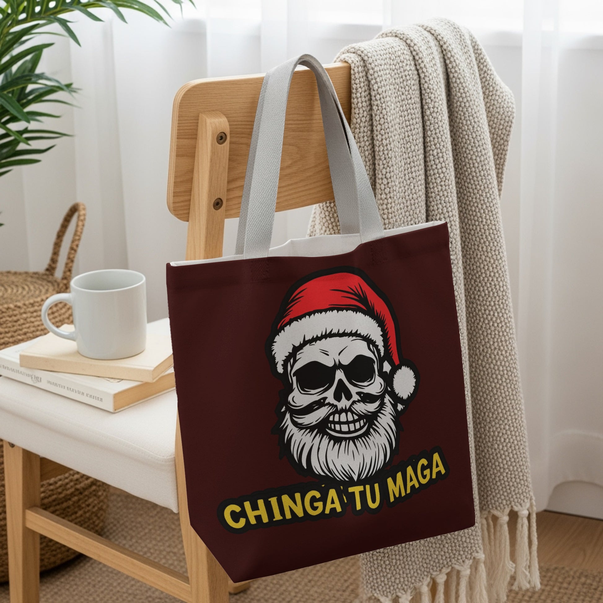 Santa Skull with Beard Tote Bag Product