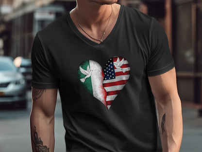 Heart Design Mexican American Flag T-shirt product type