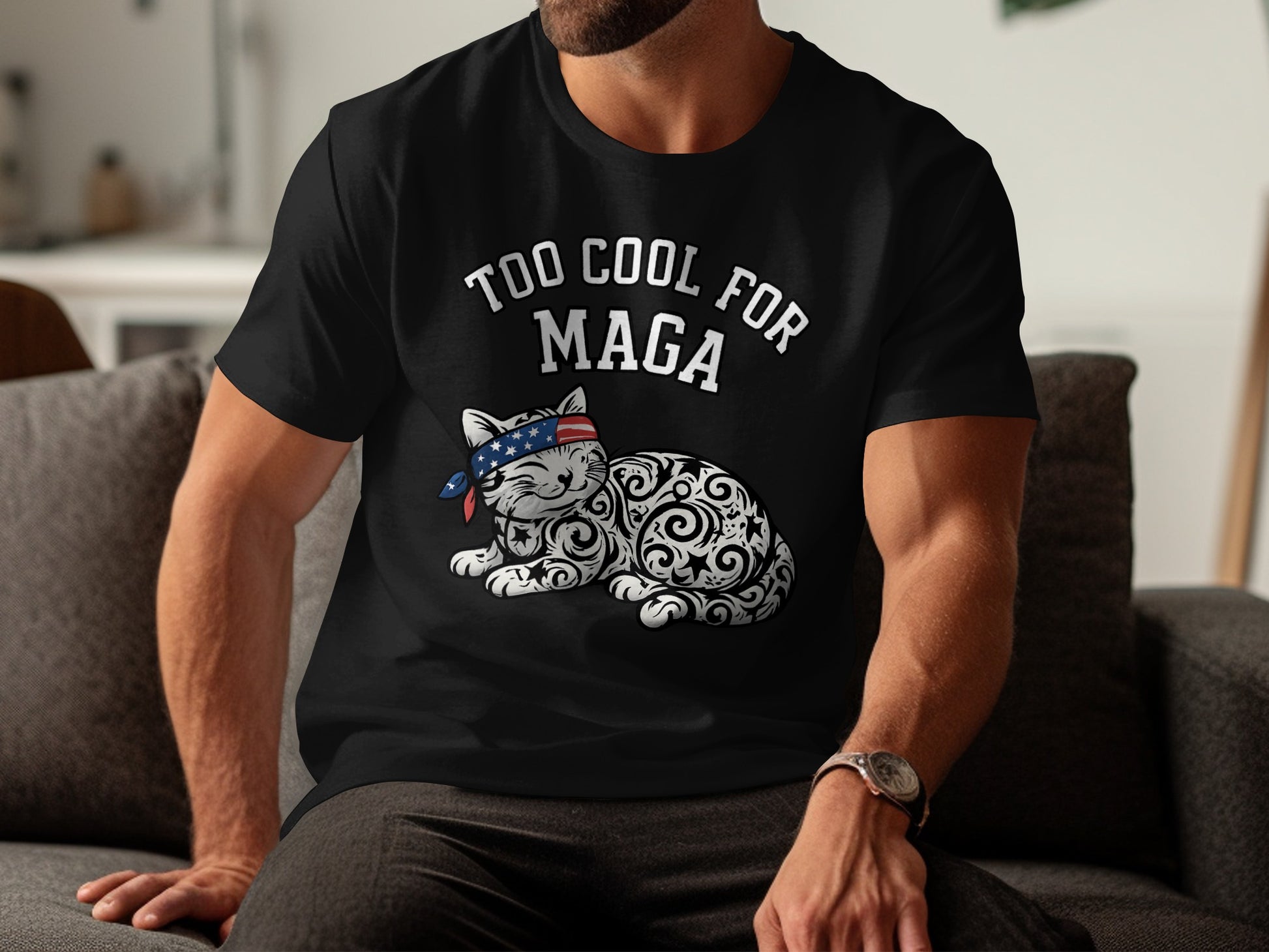 Too Cool for MAGA Graphic Cat T-Shirt product