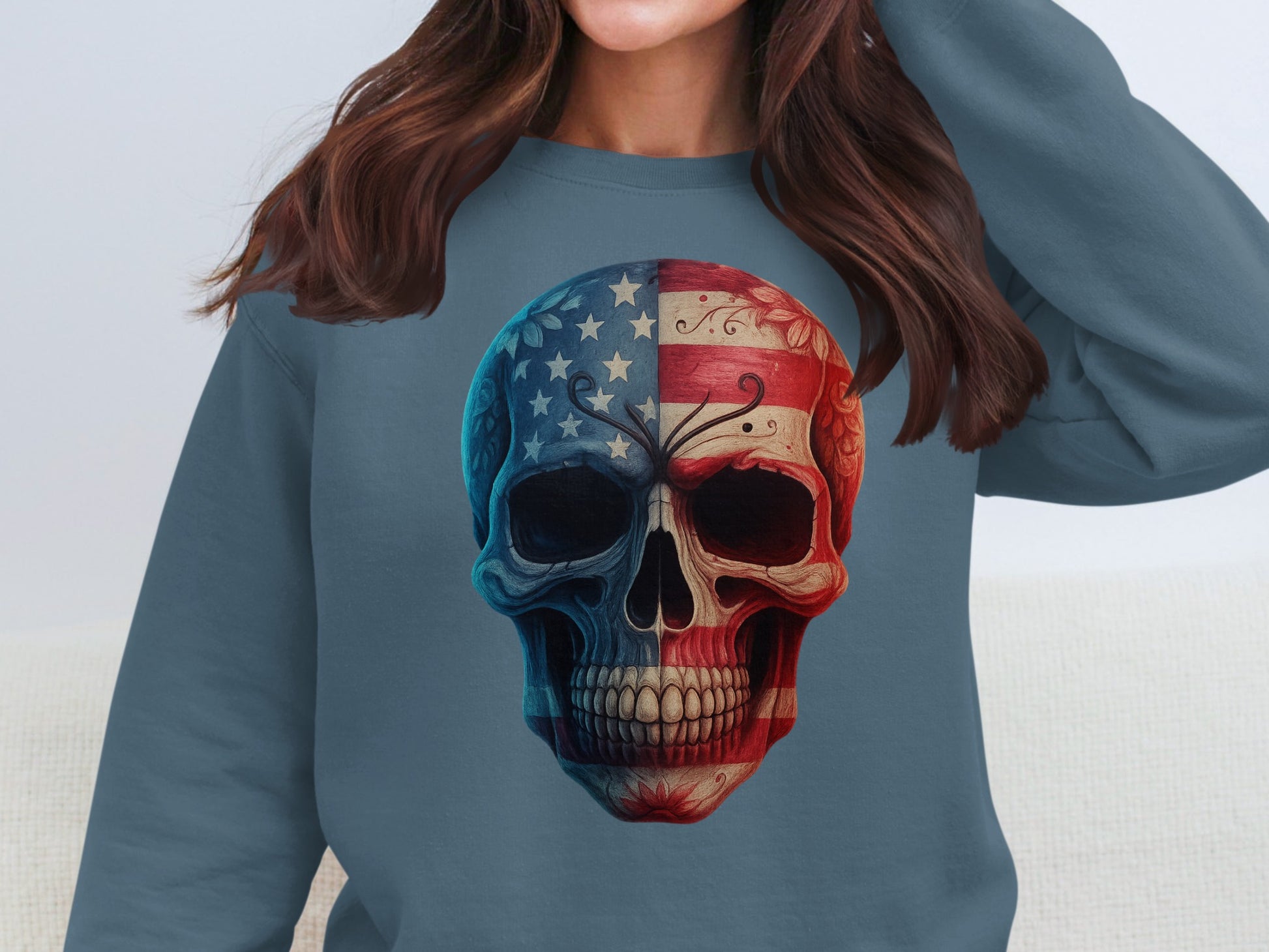 American Flag Skull Graphic Sweatshirt product
