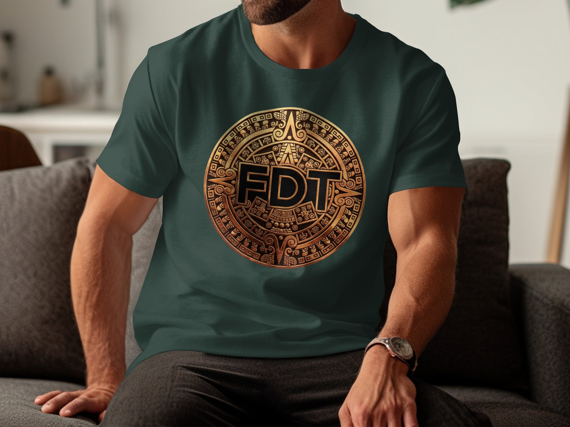 FDT Emblem Printed Graphic Green Casual Shirt product