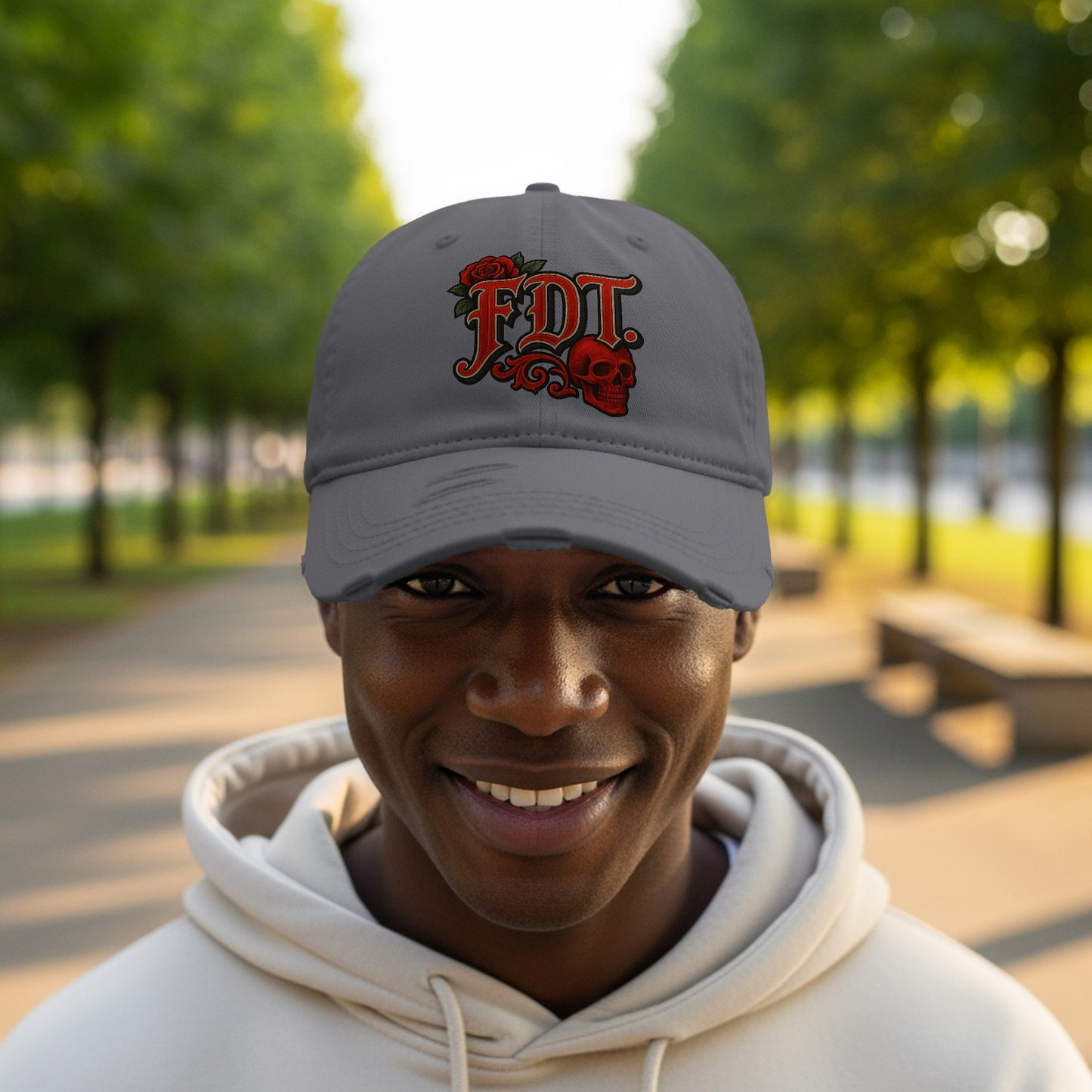 Embroidered FDT Hat with Skull Design Cap product