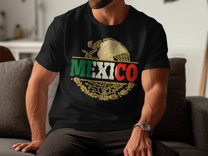 Mexican Eagle and Flag Print T-shirt product type