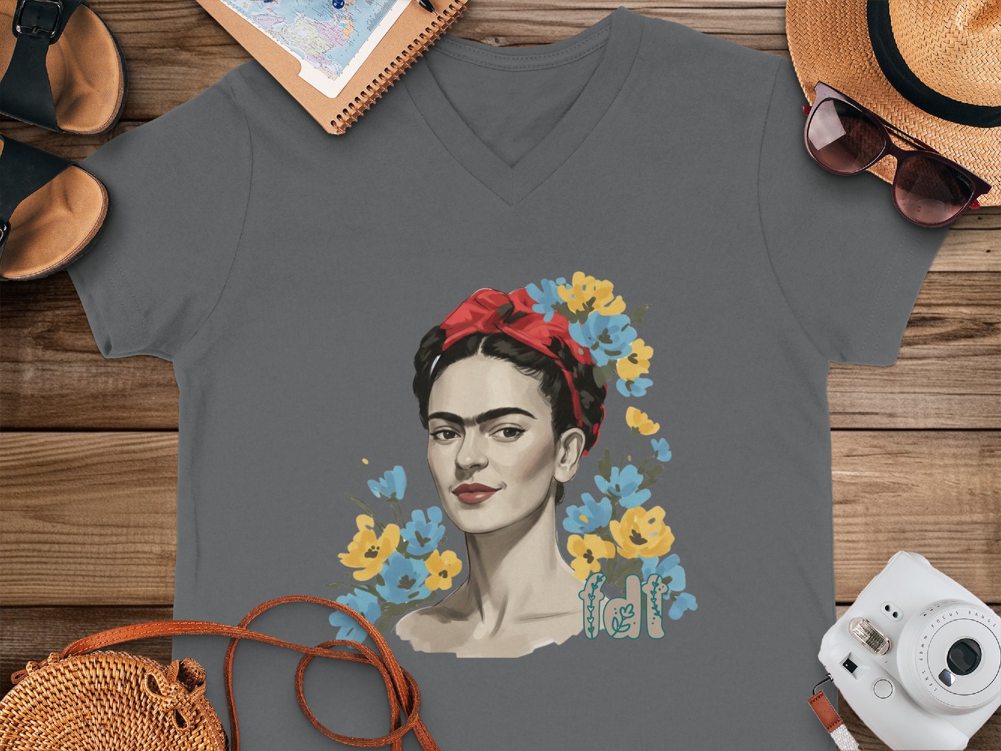 Colorful Artistic Design V-Neck Graphic T-shirt