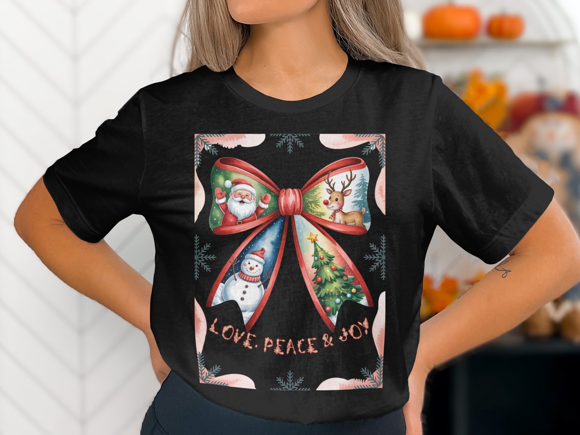 Love Peace Joy Festive Holiday Graphic Tee