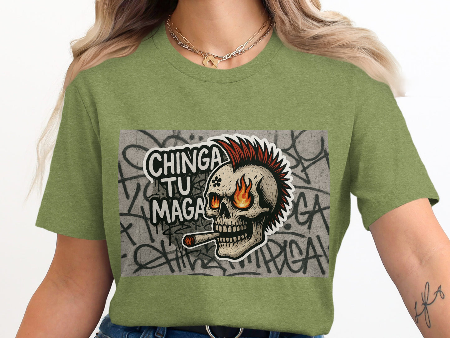Edgy Punk Skull Graphic Tee Shirt Unique Product Type