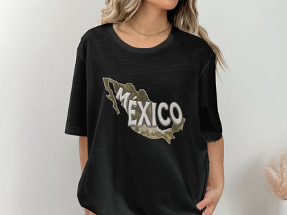 México Map Graphic Tee Stylish Black T-Shirt product