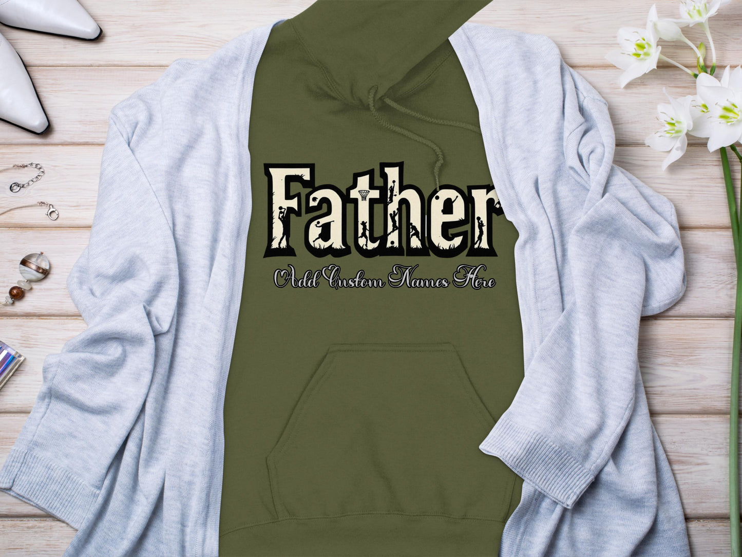 Stylish Father Custom Names Hoodie Product