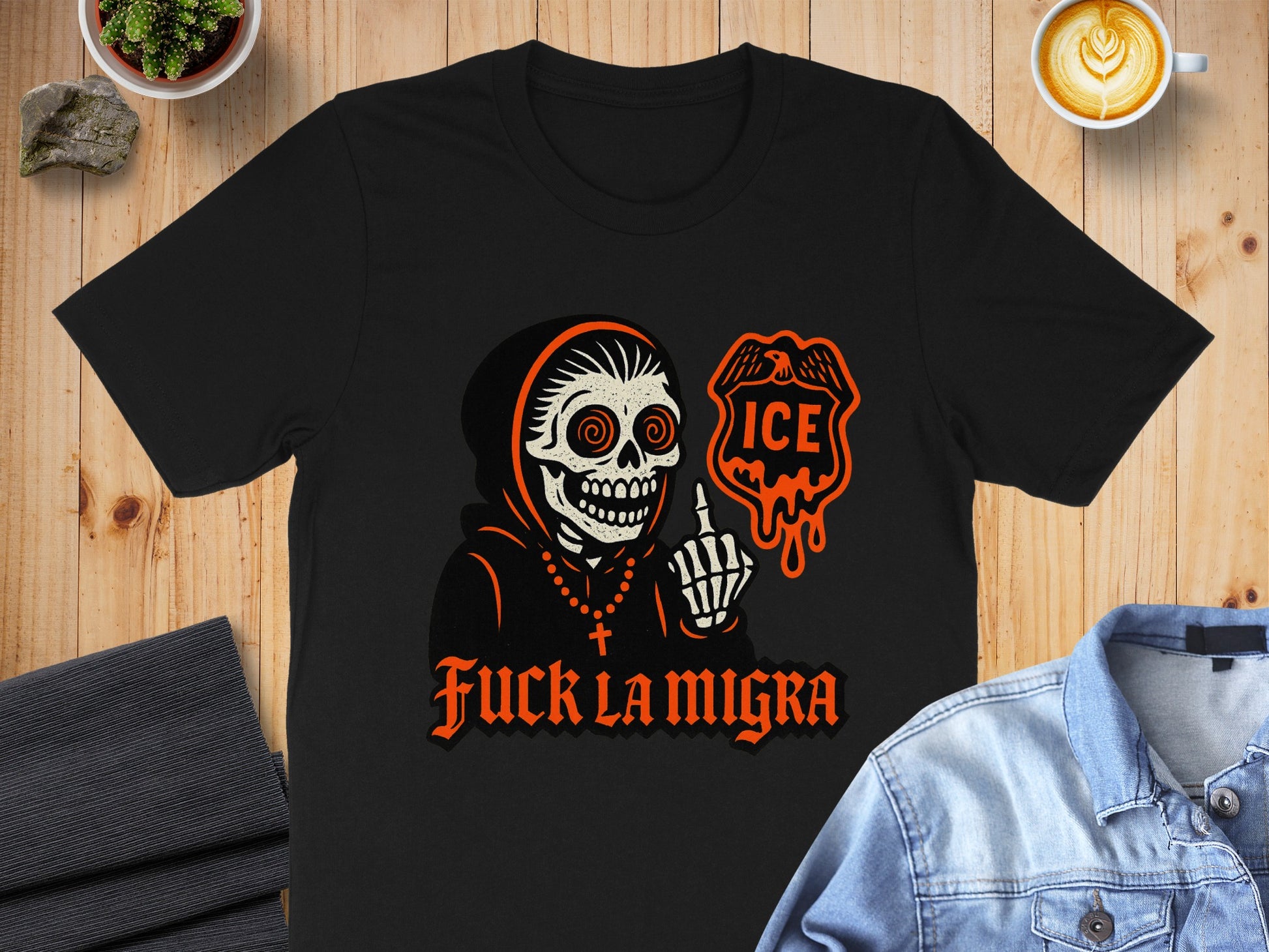 Fuck La Migra Skeleton with Ice Design Shirt product