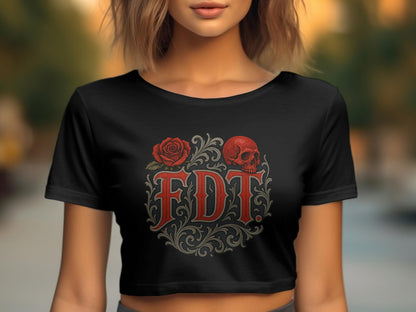 FDT Skull and Rose Graphic Crop Top Product
