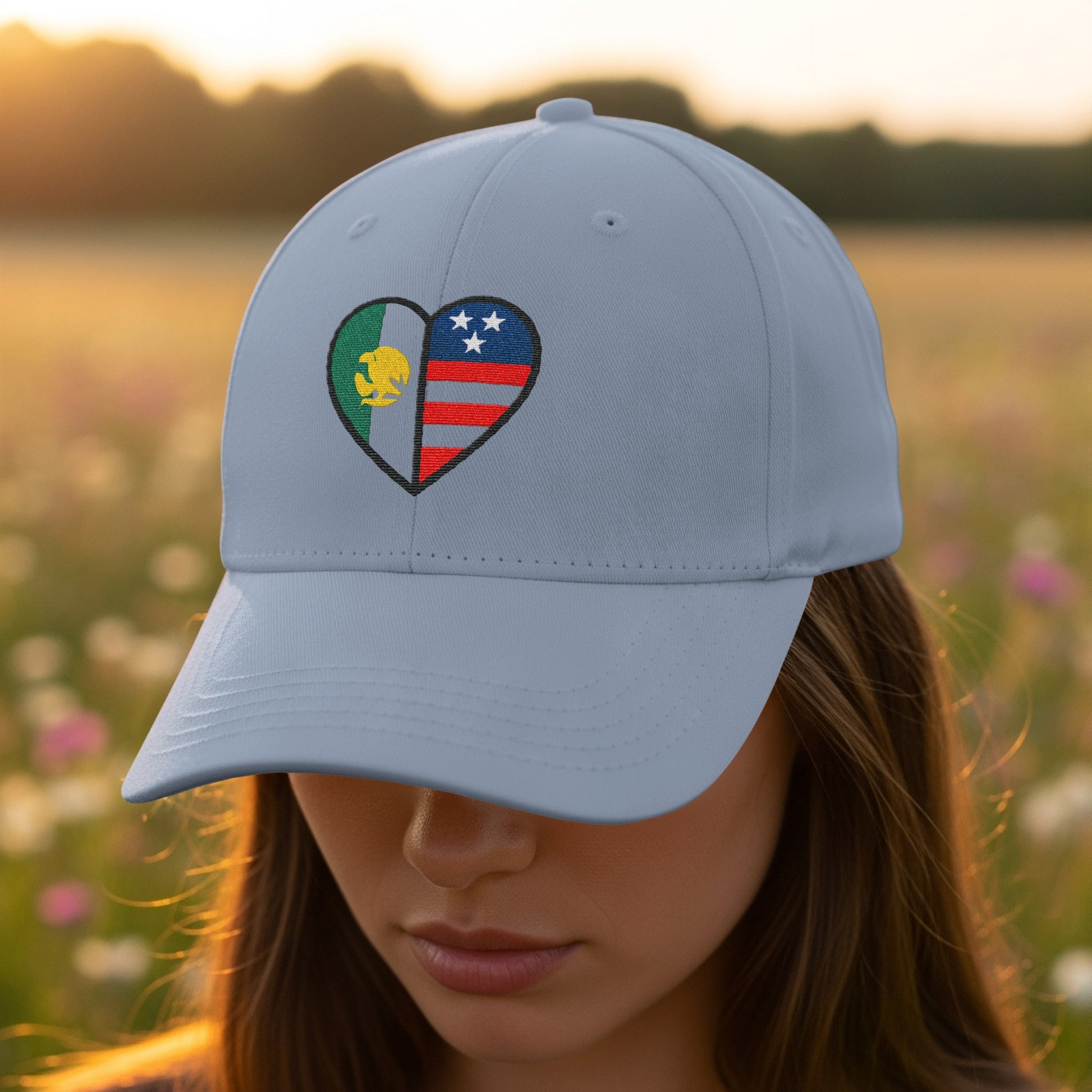 Heart Flag Emblem Embroidered Design Cap product