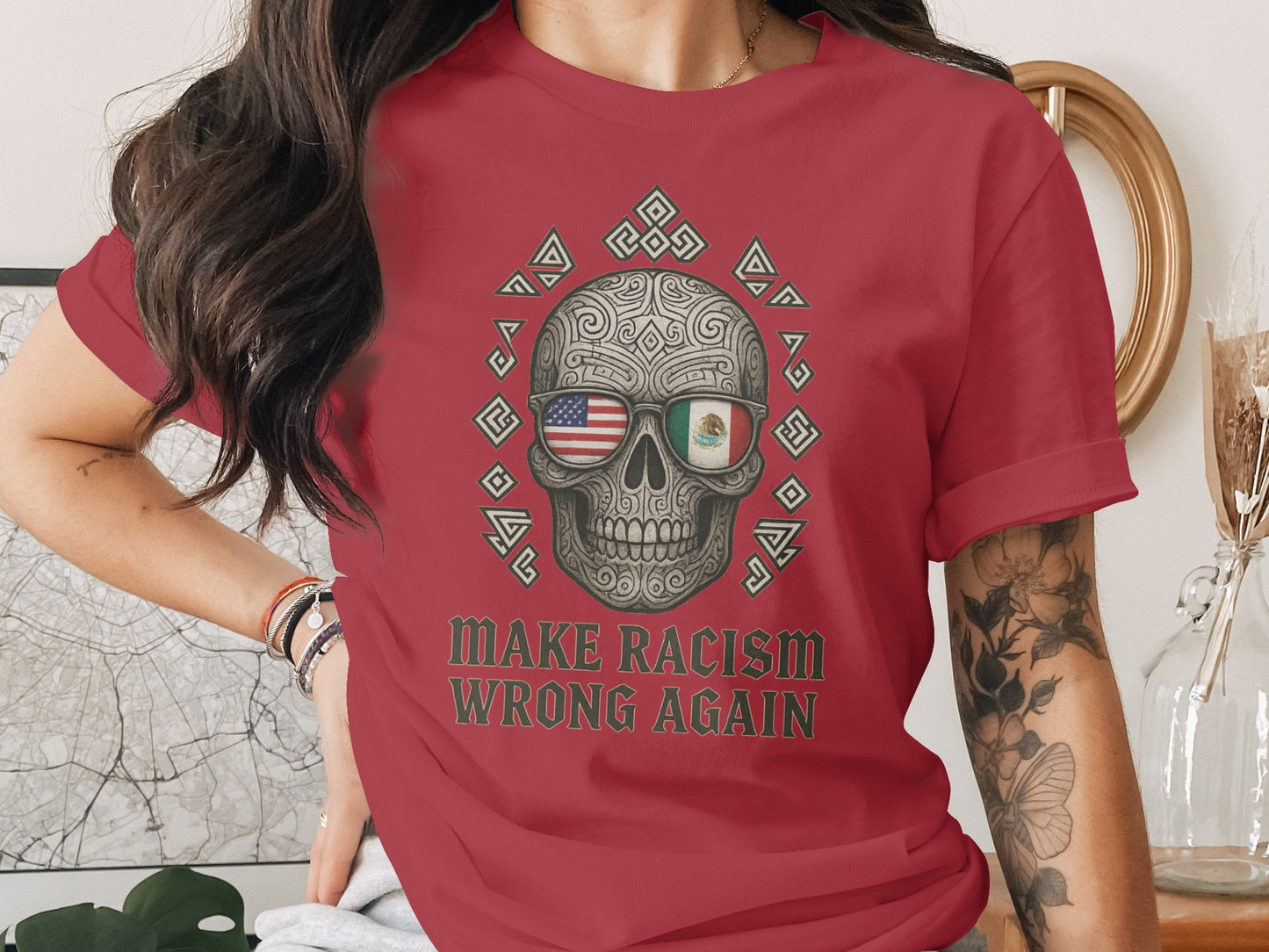 Make Racism Wrong Again Skull Design Shirt