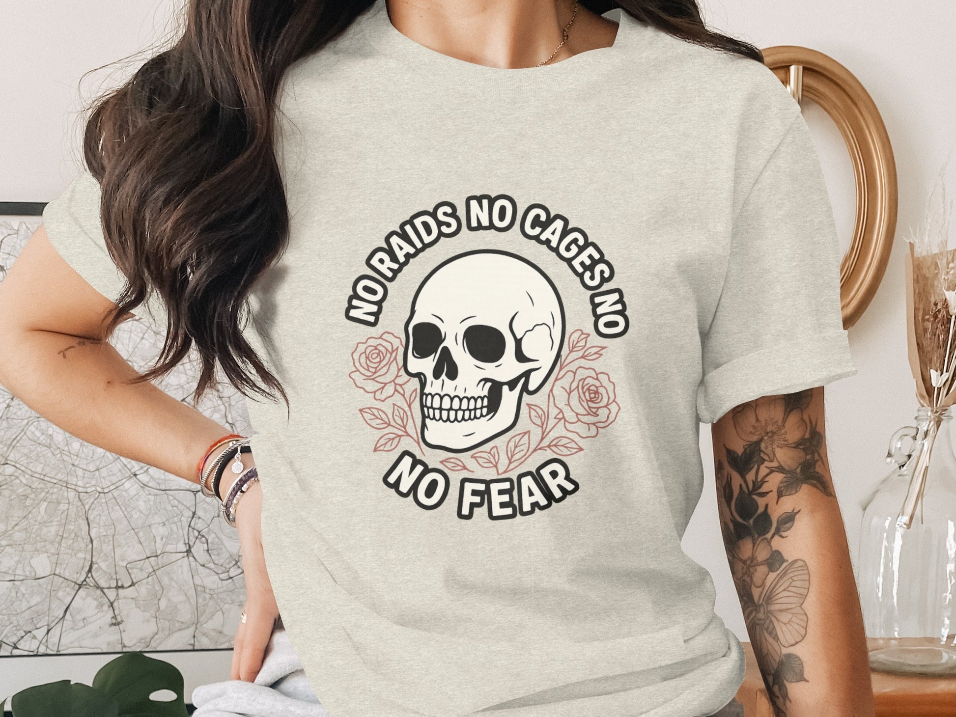 No Raids No Cages No Fear Skull Floral product type