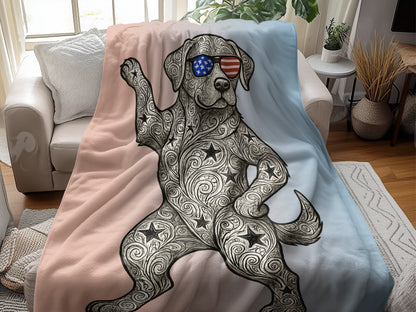 Patriotic Dog Design Blanket for Cozy Home Product
