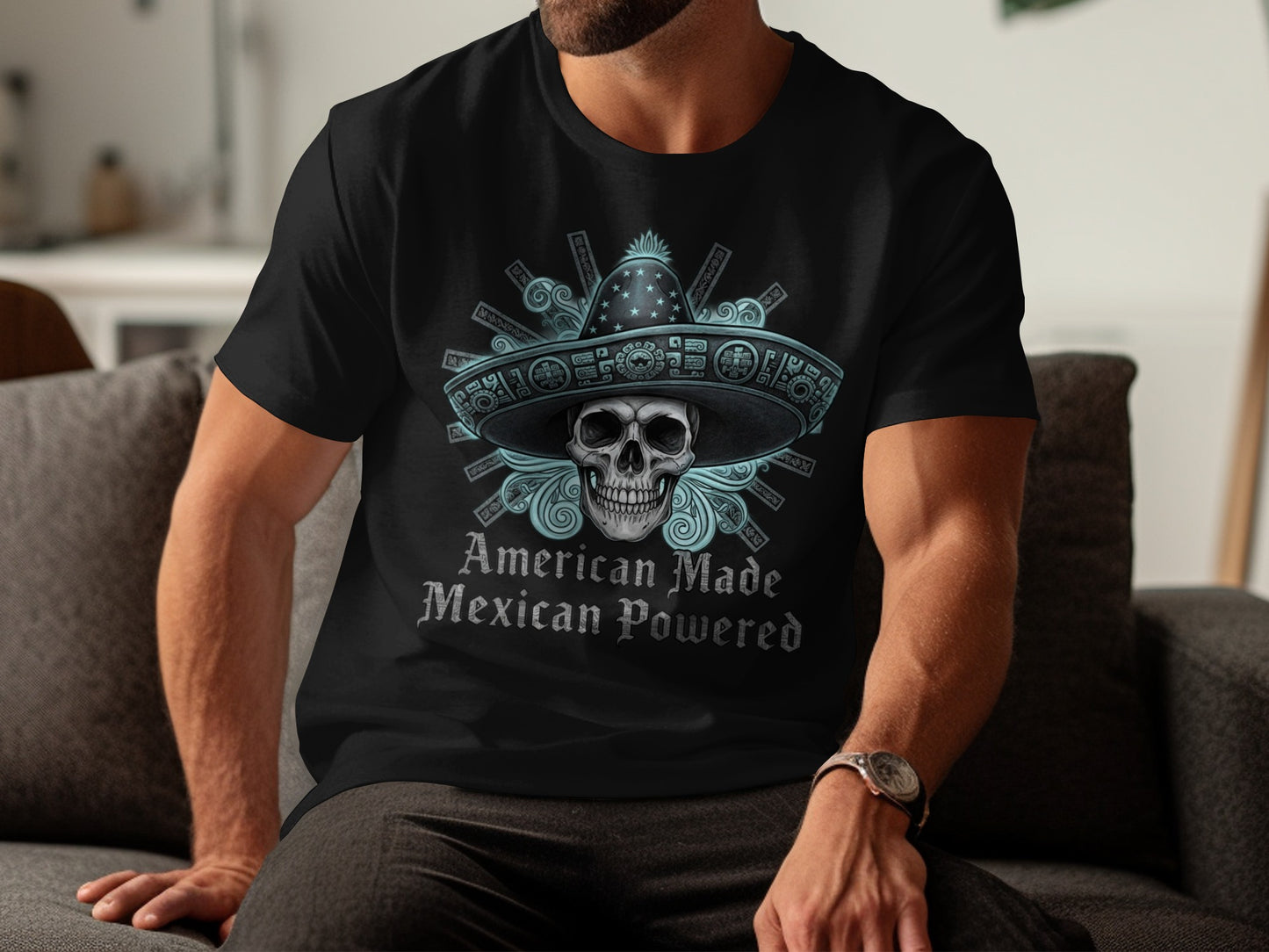 American Made Mexican Powered Skull Artwork T-shirt