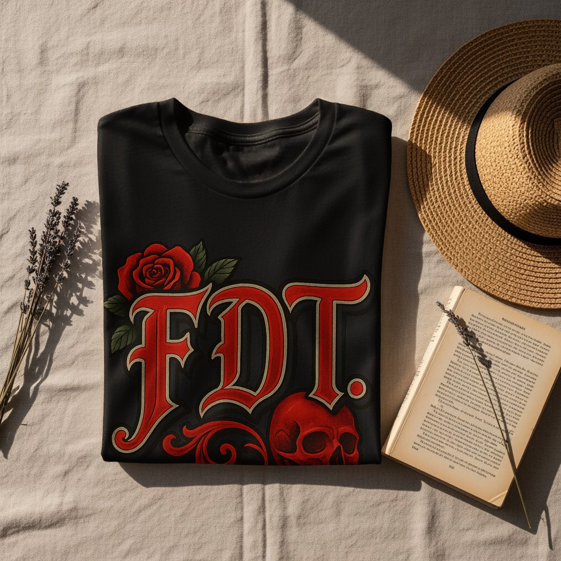 FDT Graphic Shirt with Skull and Rose Design product