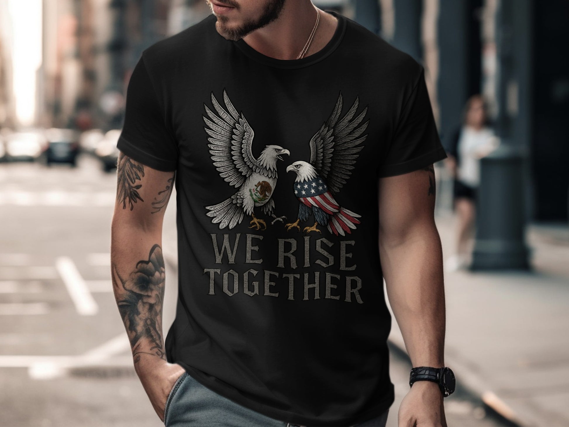 We Rise Together eagles graphics tee
