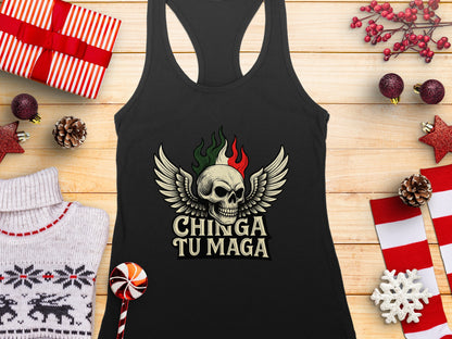 Chinga Tu Maga Skull Wings Tank Top