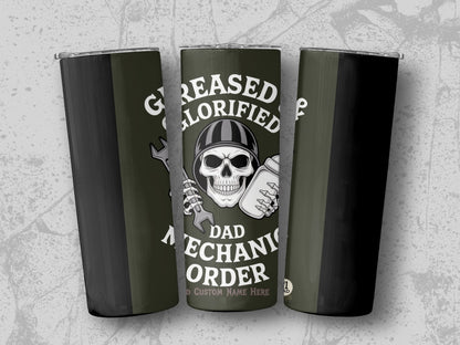 Greased Glorified Dad Mechanic Border Tumbler product type