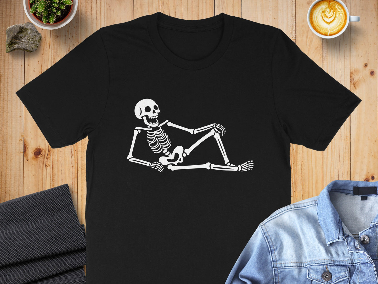 Relaxed Skeleton Print on Black Shirt product type