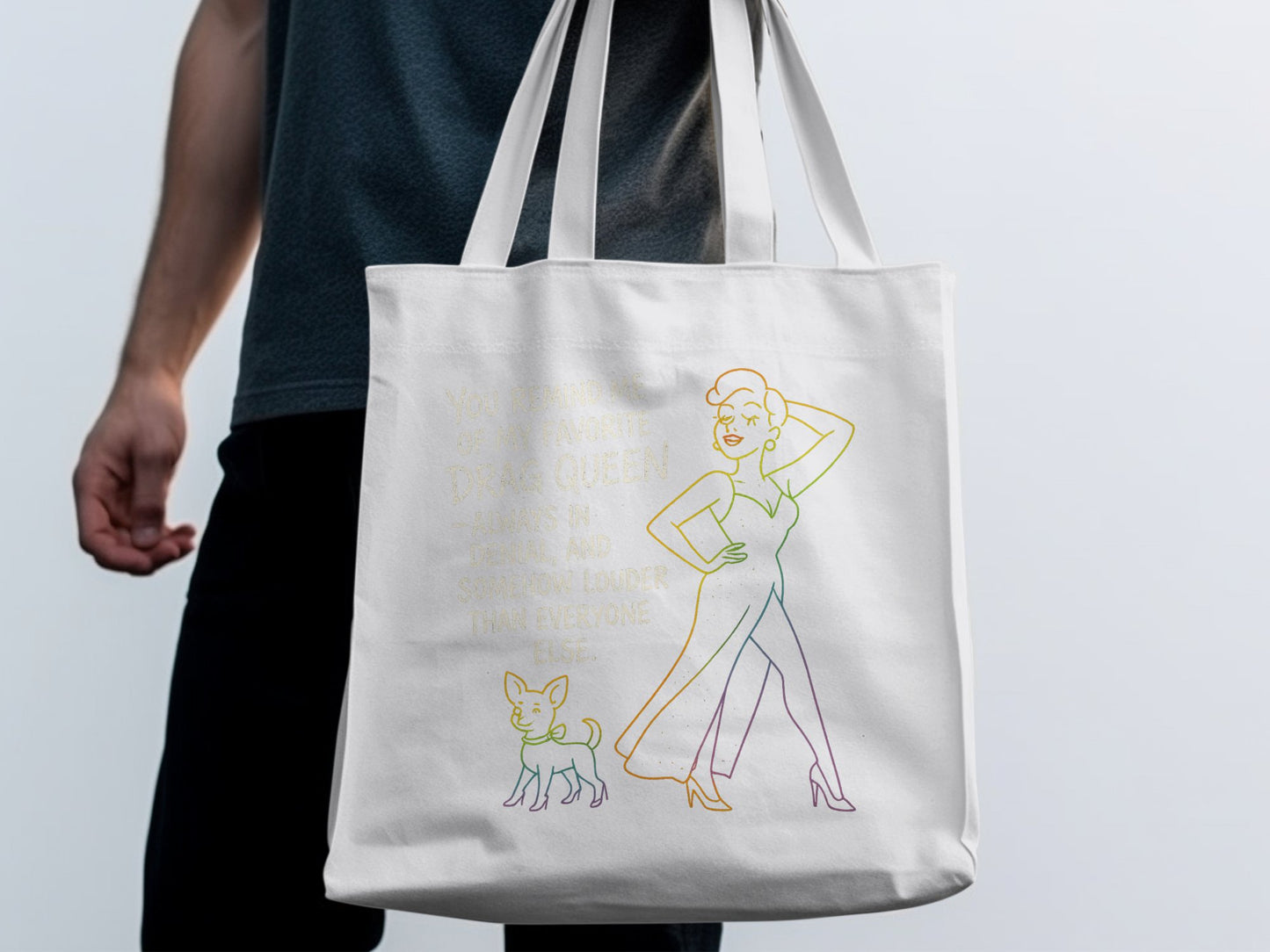 Stylish Tote Bag with Fashionable Character Illustration product type