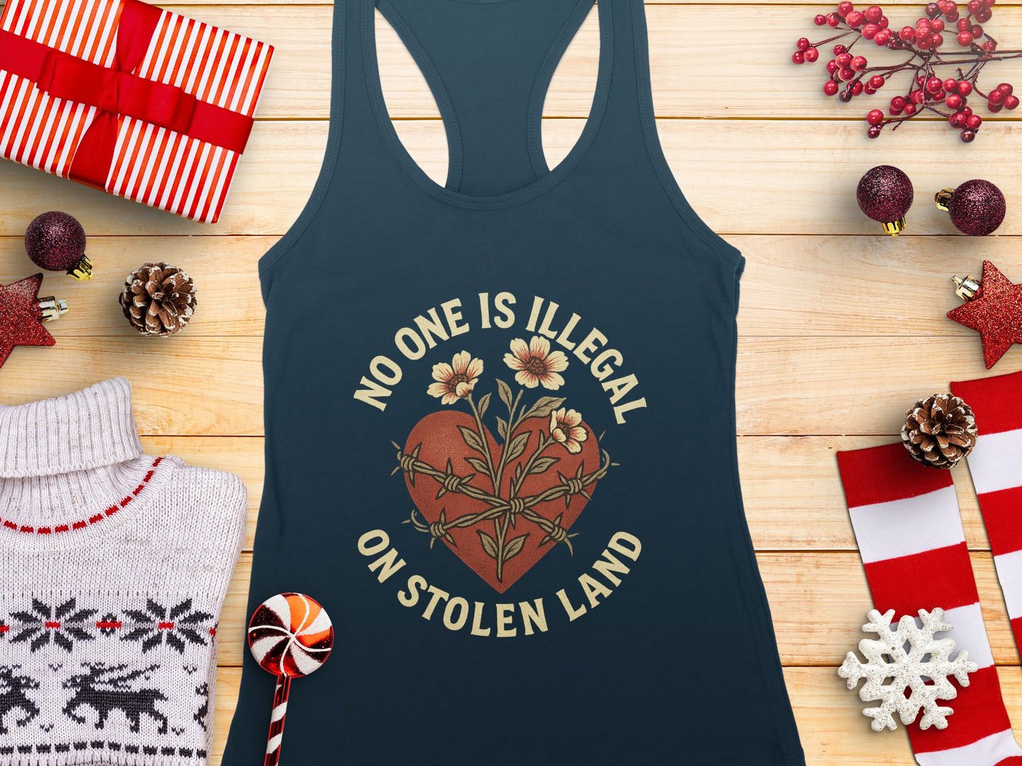 No One Is Illegal on Stolen Land Graphic Tank Top