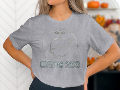USMC 250 Emblem Design T-shirt for Military Service