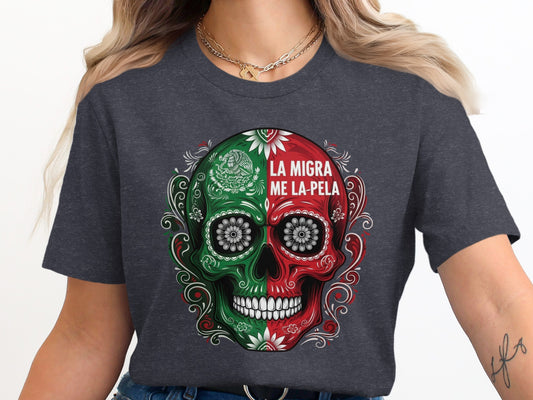 La Migra Me La Pela Skull Graphic T-Shirt product