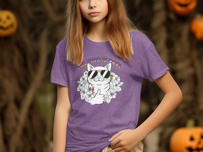 Helping is Cool Cat Wearing Sunglasses T-shirt