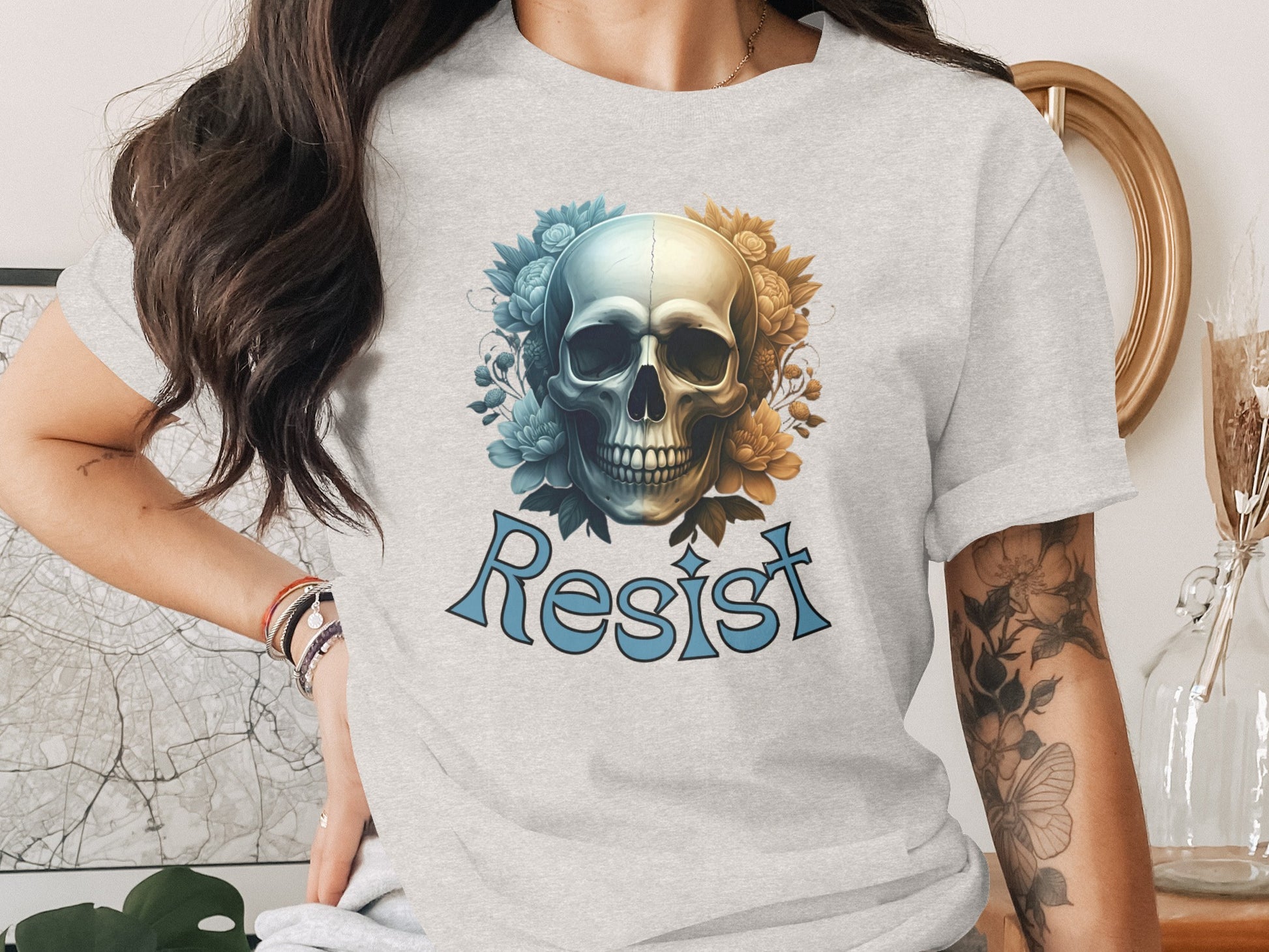 Resist Skull Graphic Unisex Casual T-Shirt product