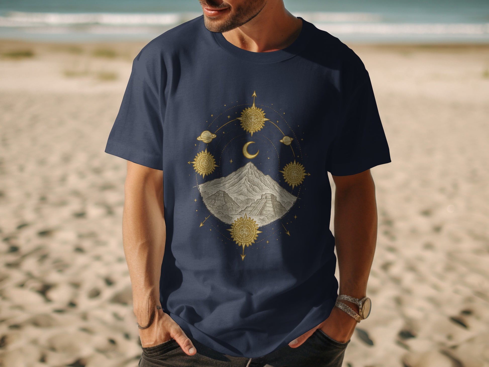 Cosmic Mountain Suns and Moon Graphic TShirt product