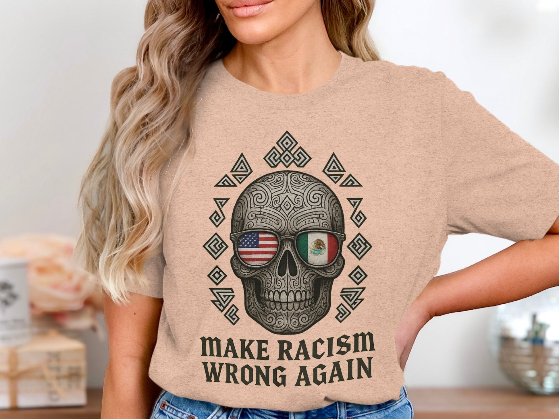 Make Racism Wrong Again Skull Graphic T-Shirt