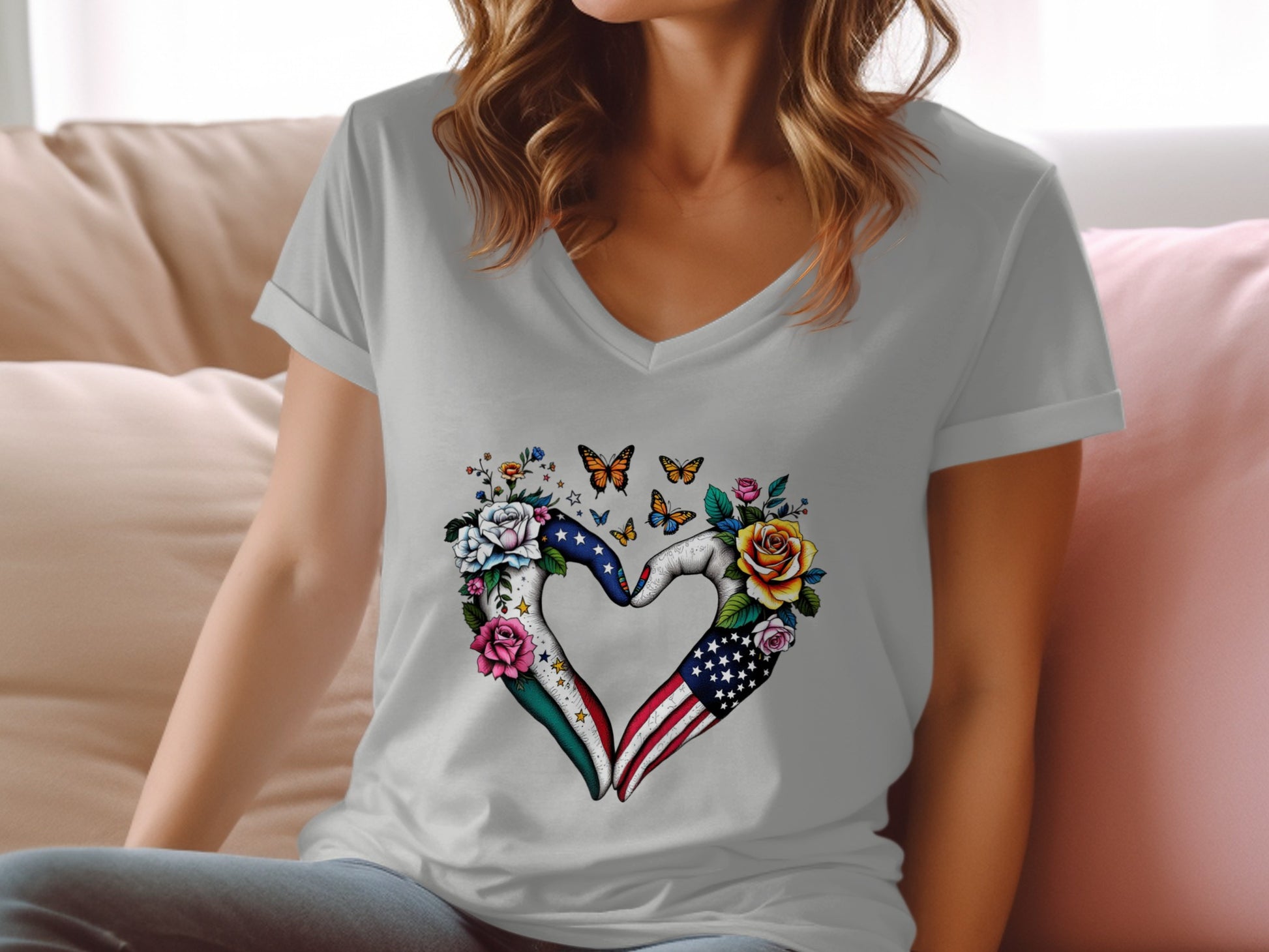 Heart Shape Flag Design Graphic T-shirt product type