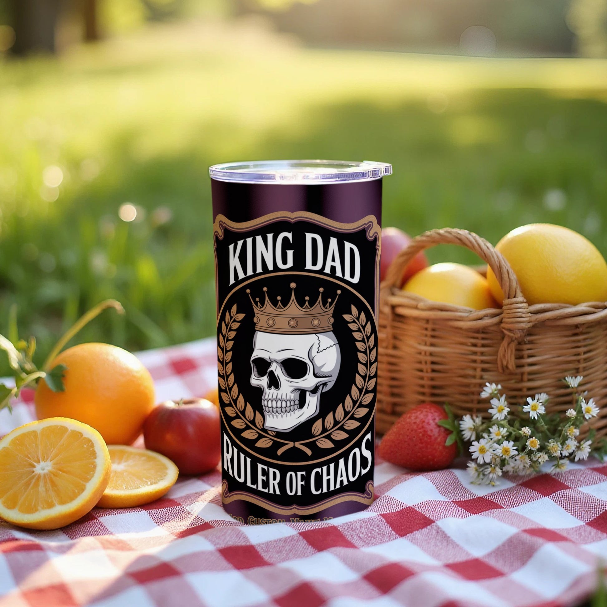 King Dad Ruler of Chaos Skull Design Tumbler product type