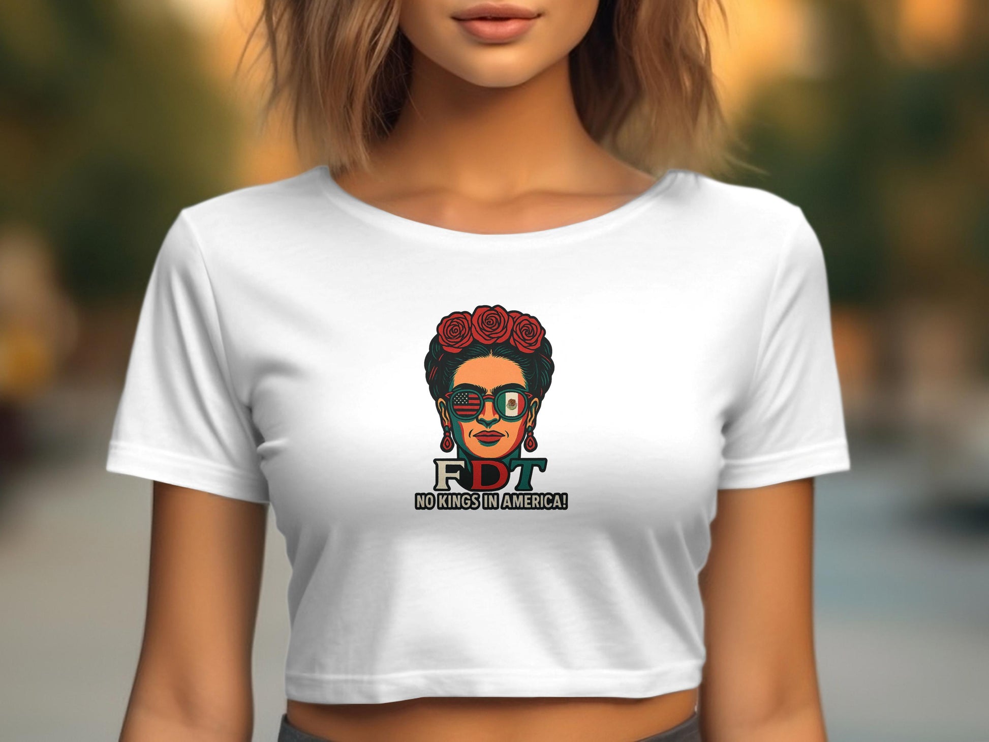 FDT No Kings in America Graphic White Crop Top product