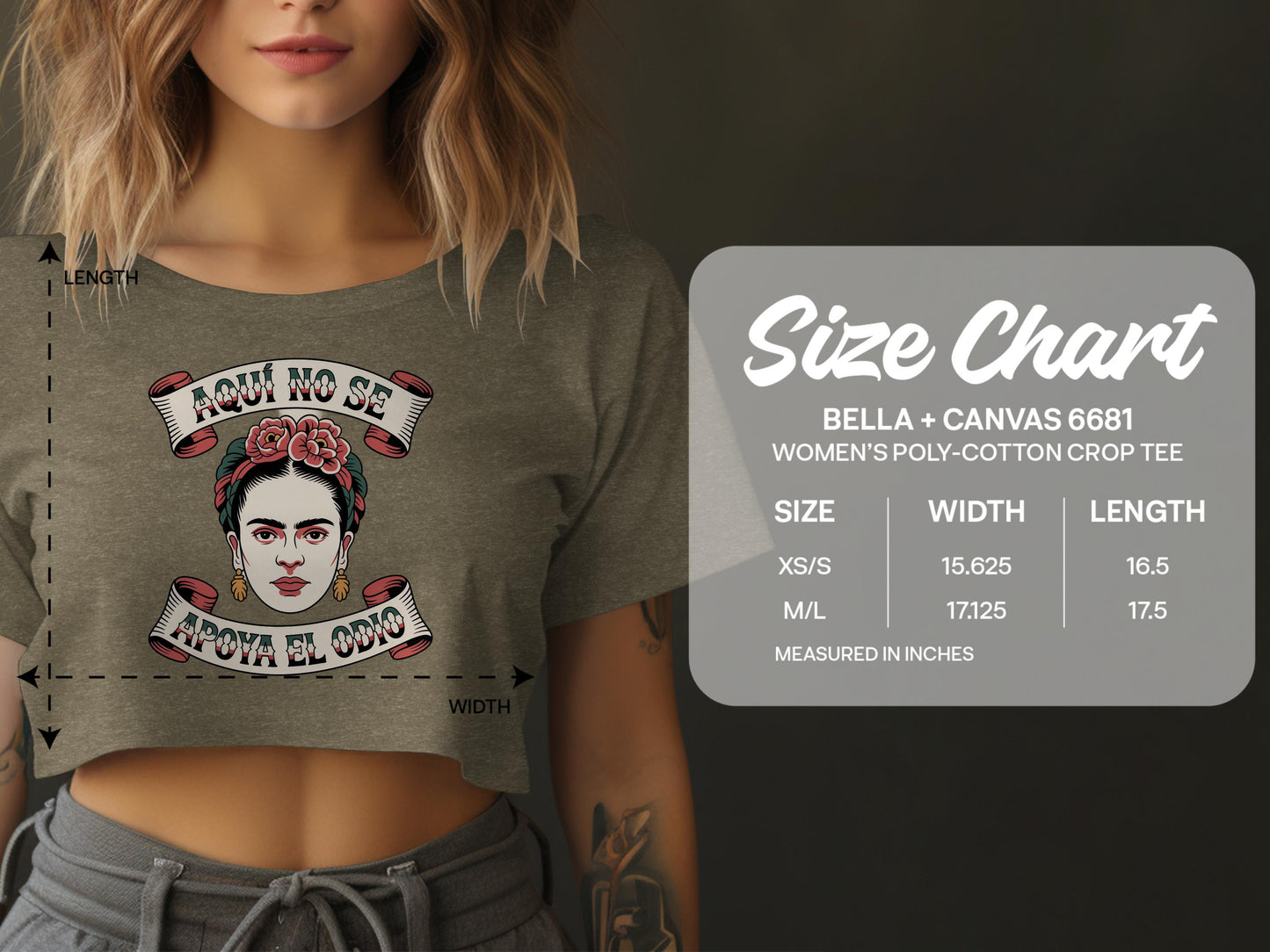 Frida Kahlo Artwork Bella Canvas Crop Tee product type