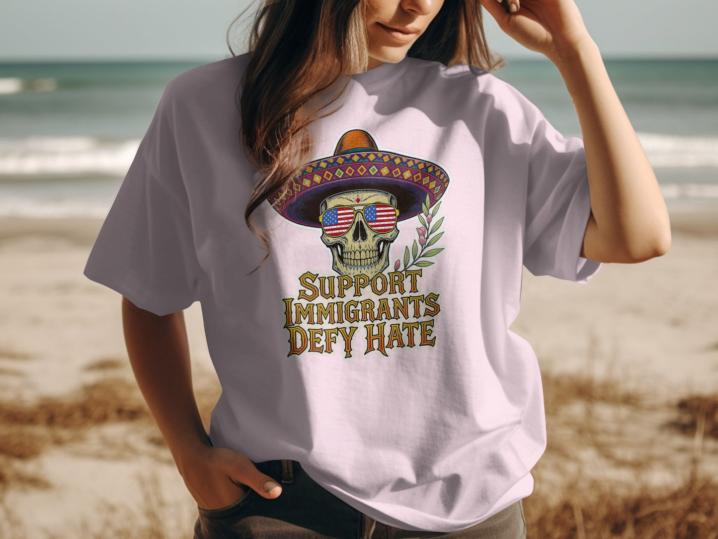 Support Immigrants Defy Hate Graphic Tee product type