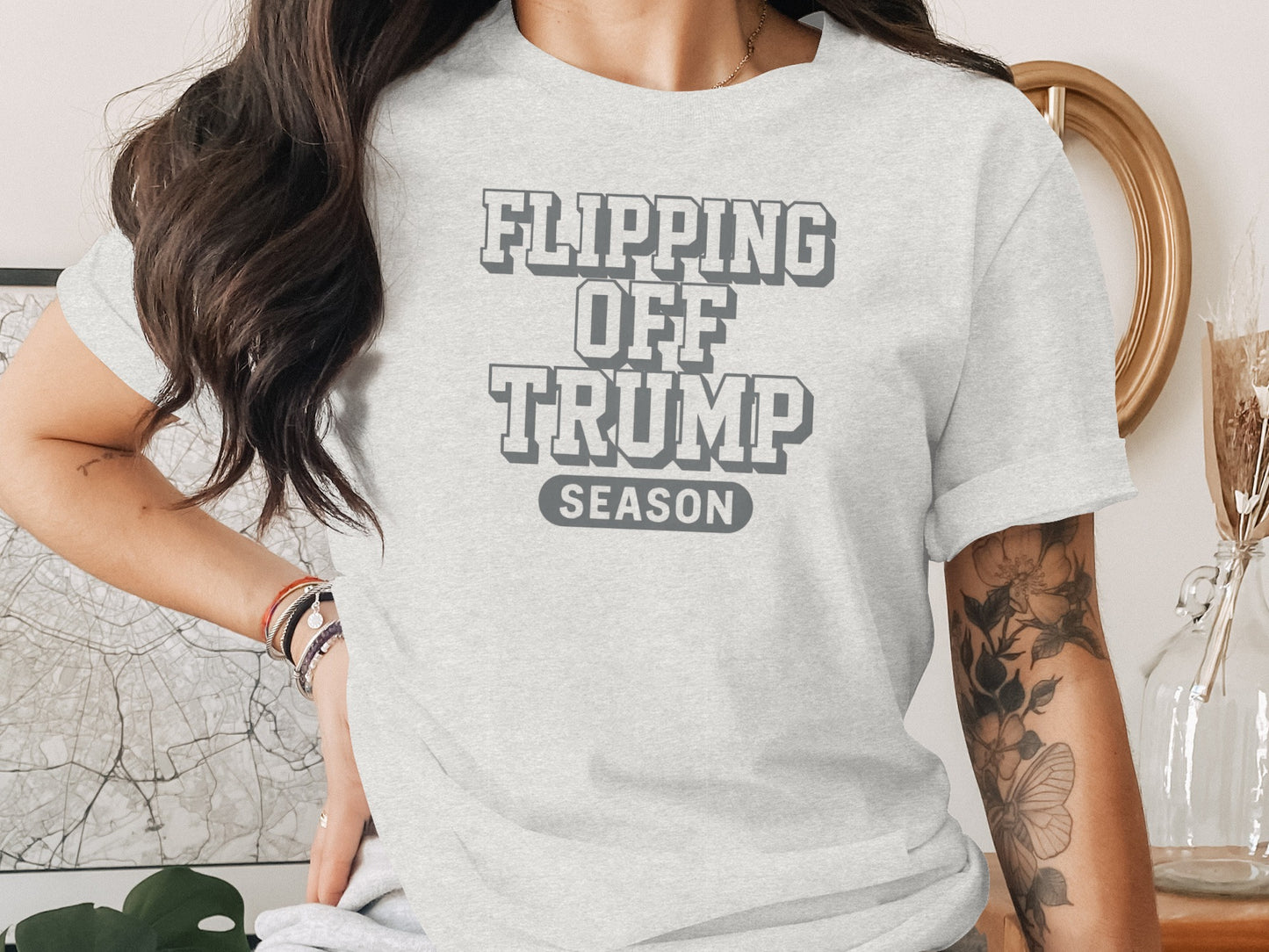 Flipping Off Trump Season Stylish Statement Shirt