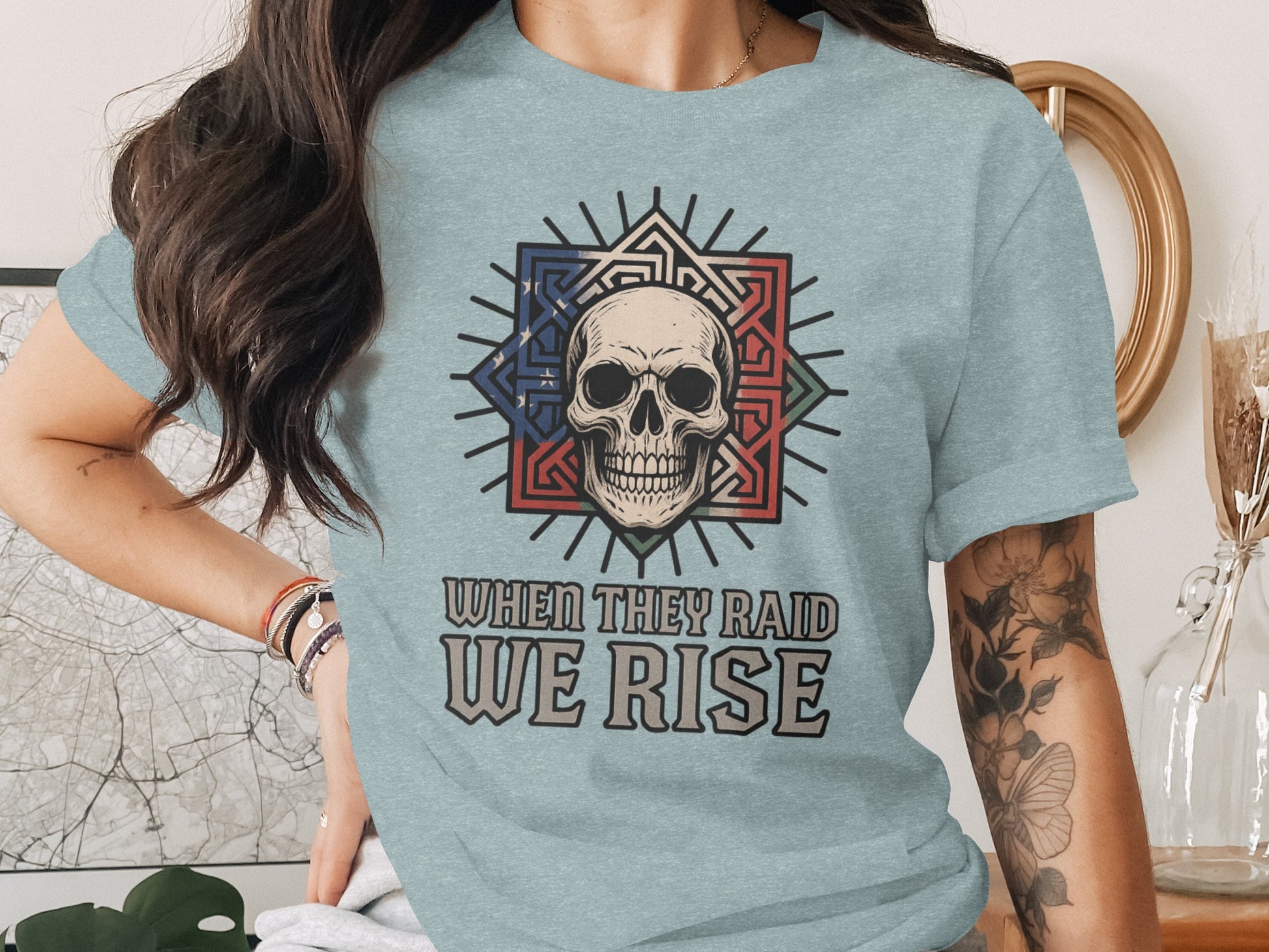 When They Raid We Rise Skull Graphic Tee