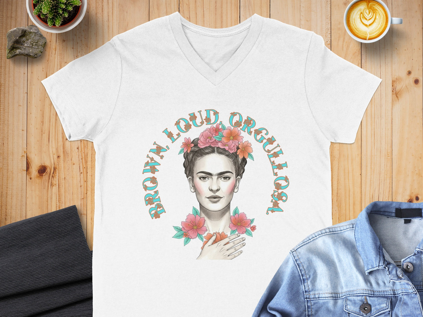 Brown Loud Orgullosa T-Shirt with Illustration Design