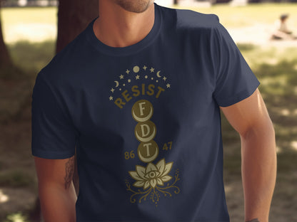 RESIST FDT 86 47 Moon and Stars Spiritual Design Shirt
