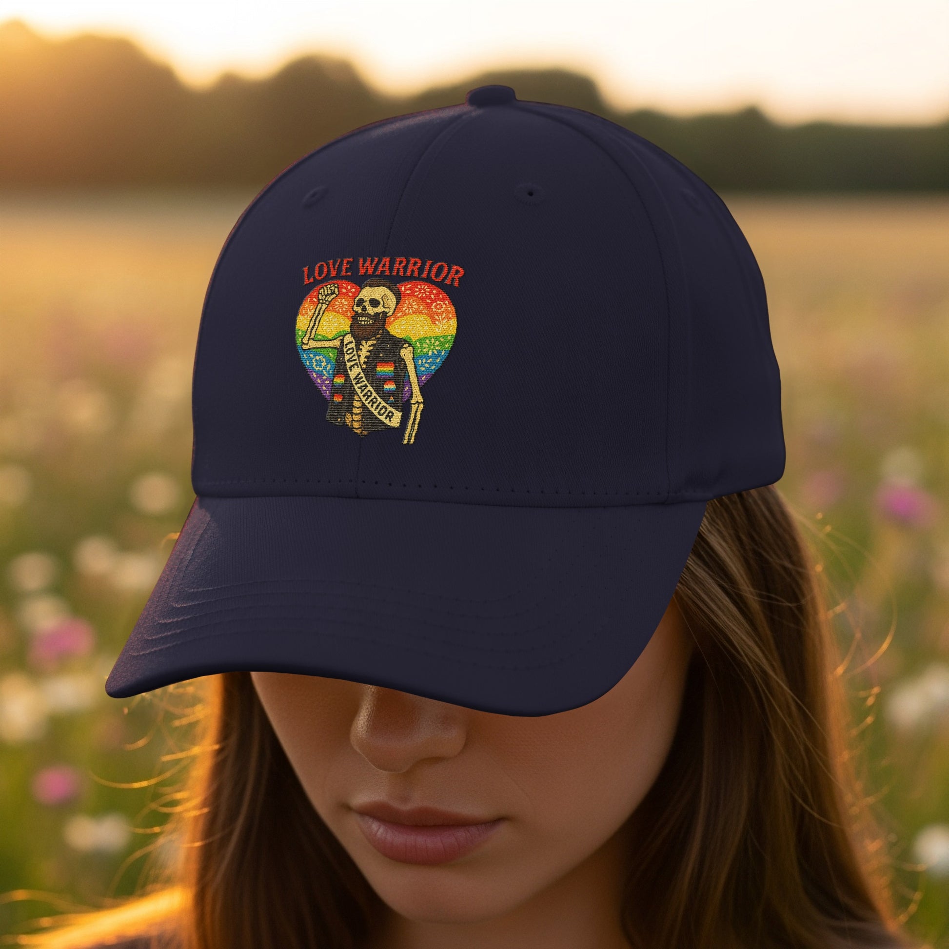 Love Warrior Skeleton Rainbow Embroidery Cap product