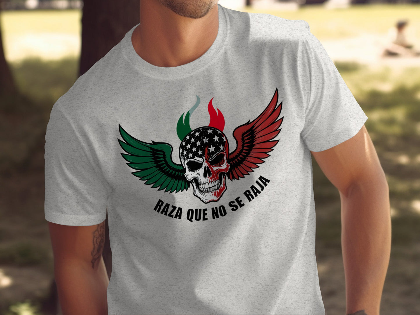 Raza Que No Se Raja Skull Wing Mexican Pride product