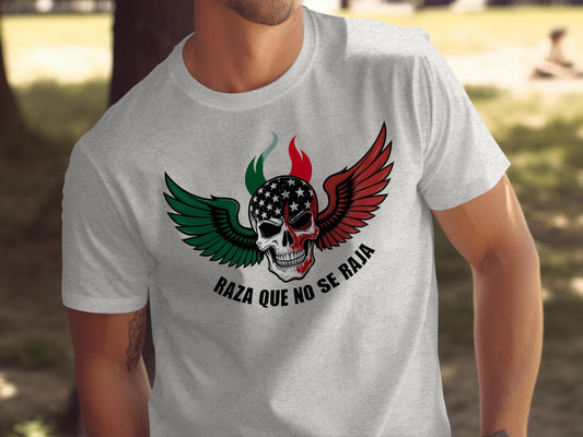 Raza Que No Se Raja Skull Wing Mexican Pride product
