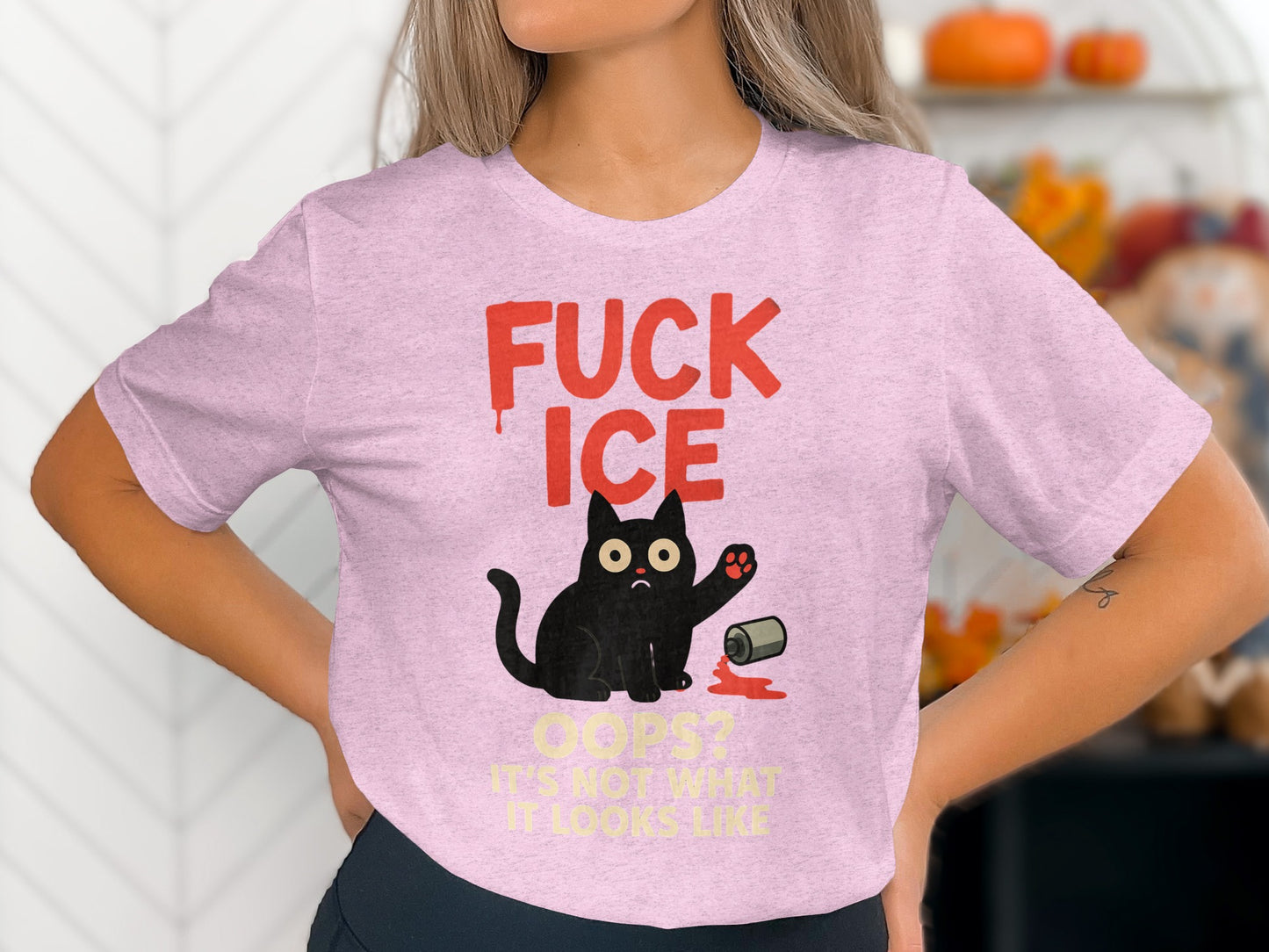 Funny Cat Spilled Drink Oops Graphic Tee product type