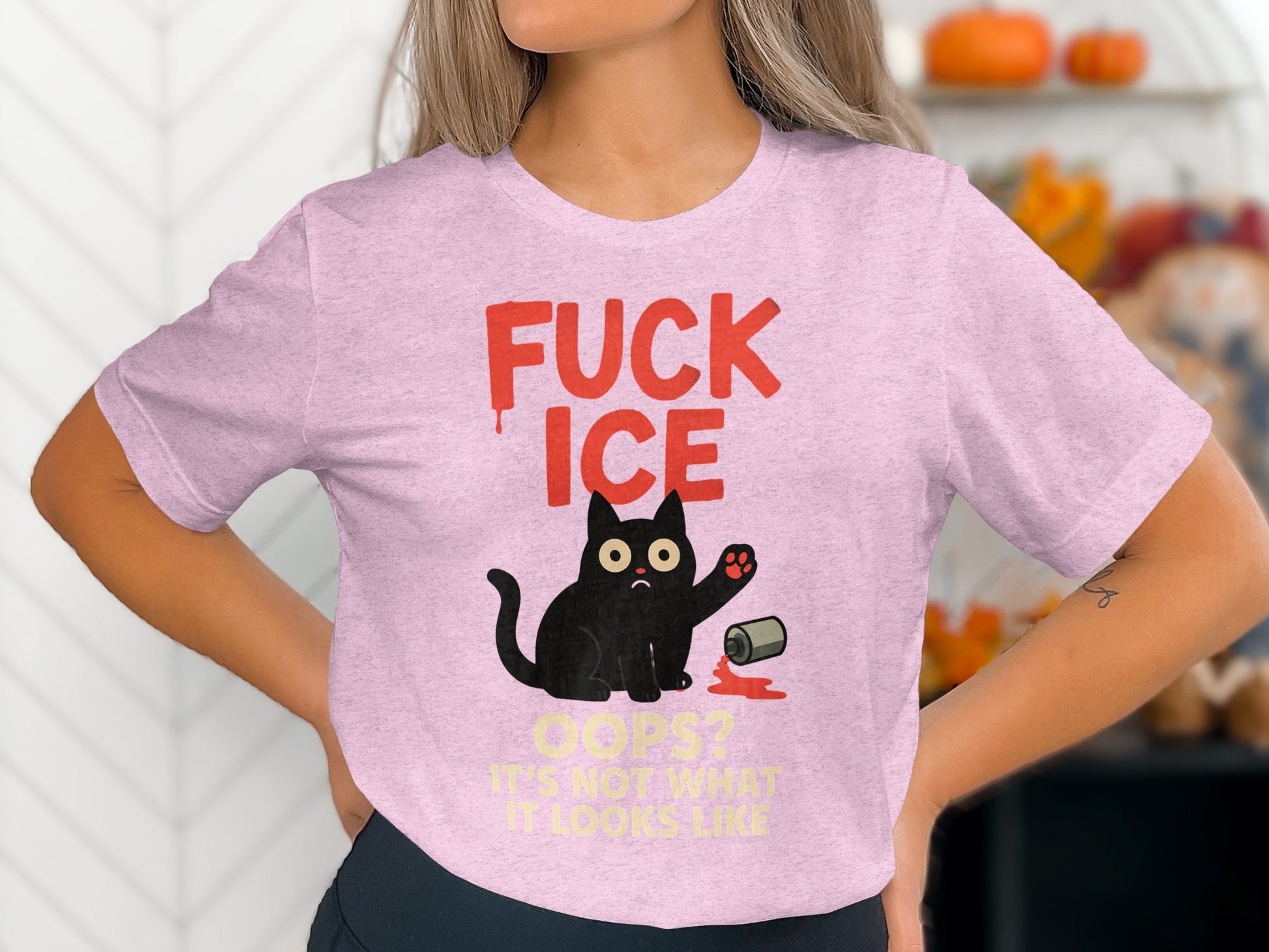 Funny Cat Spilled Drink Oops Graphic Tee product type