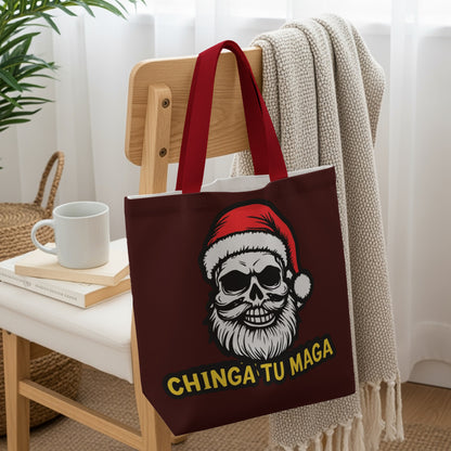 Skull Santa Design Tote Bag Chinga Tu Maga