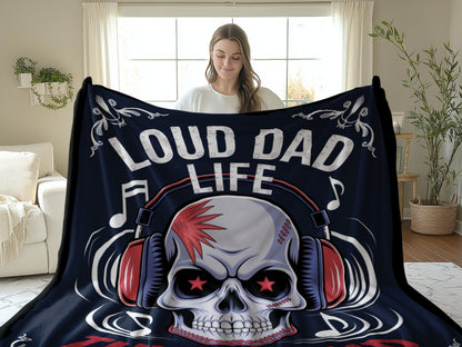 Loud Dad Life Skull Headphones Music Blanket product type