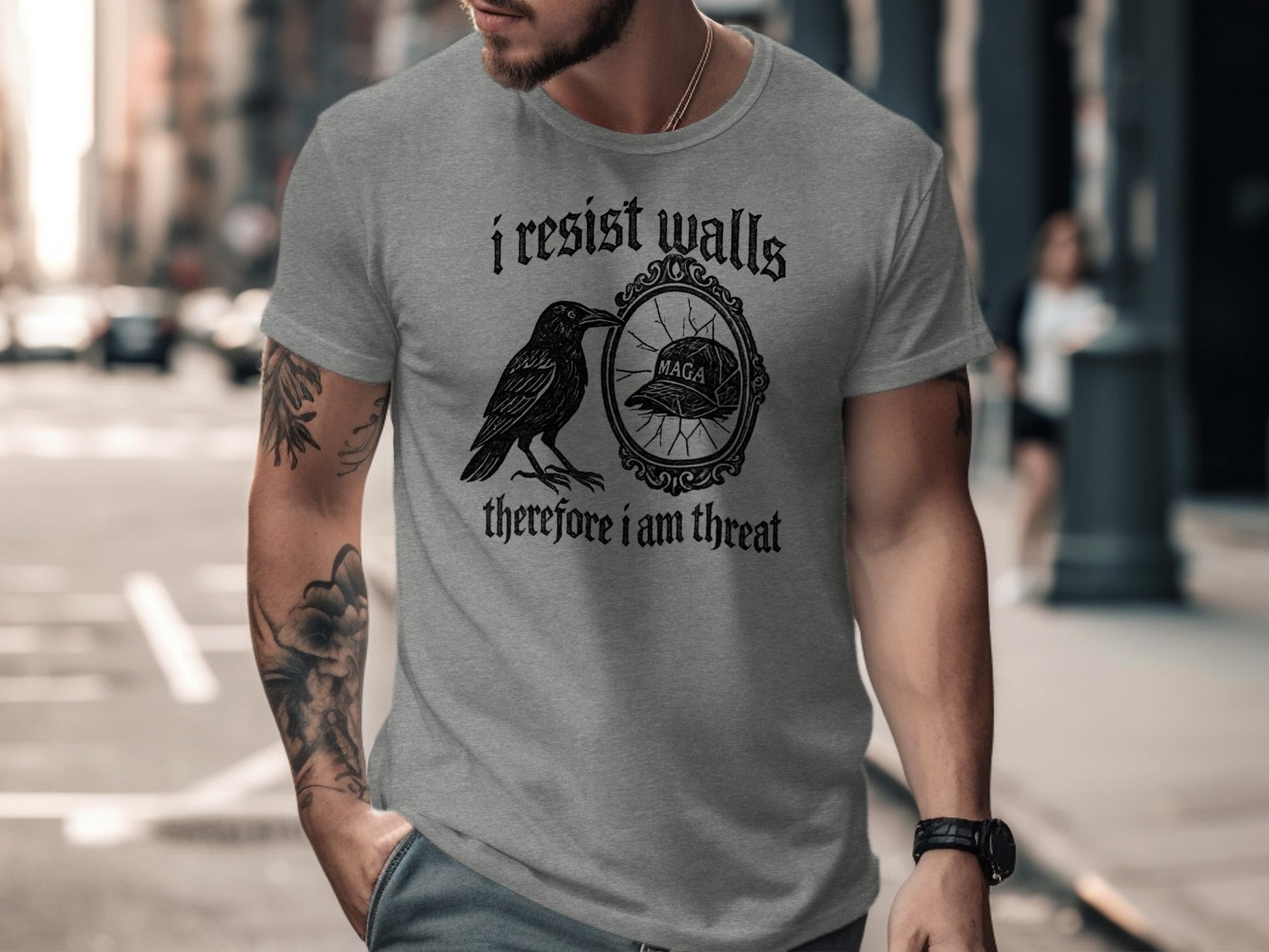 I Resist Walls Therefore I Am Threat T-Shirt