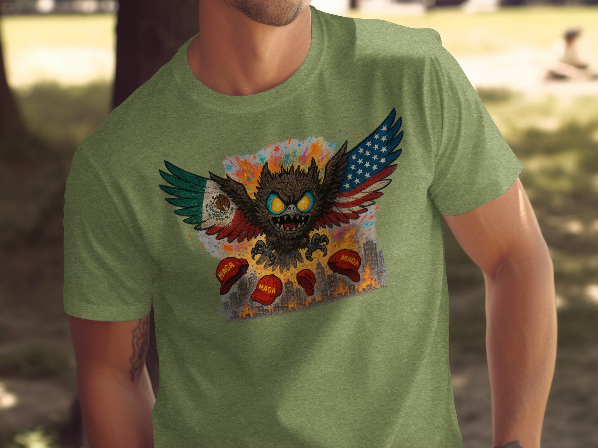 Colorful Cartoon Design Green T-shirt product type